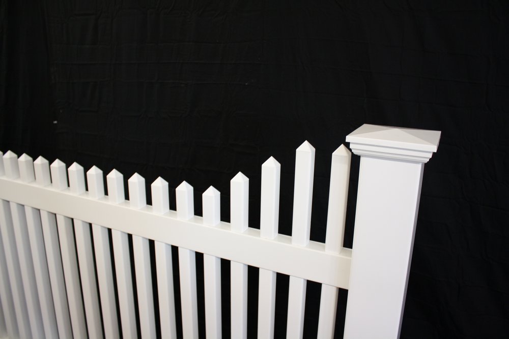 Victorian Stepped Picket Vinyl Fence Panel NJ Vinyl Fence Supplier